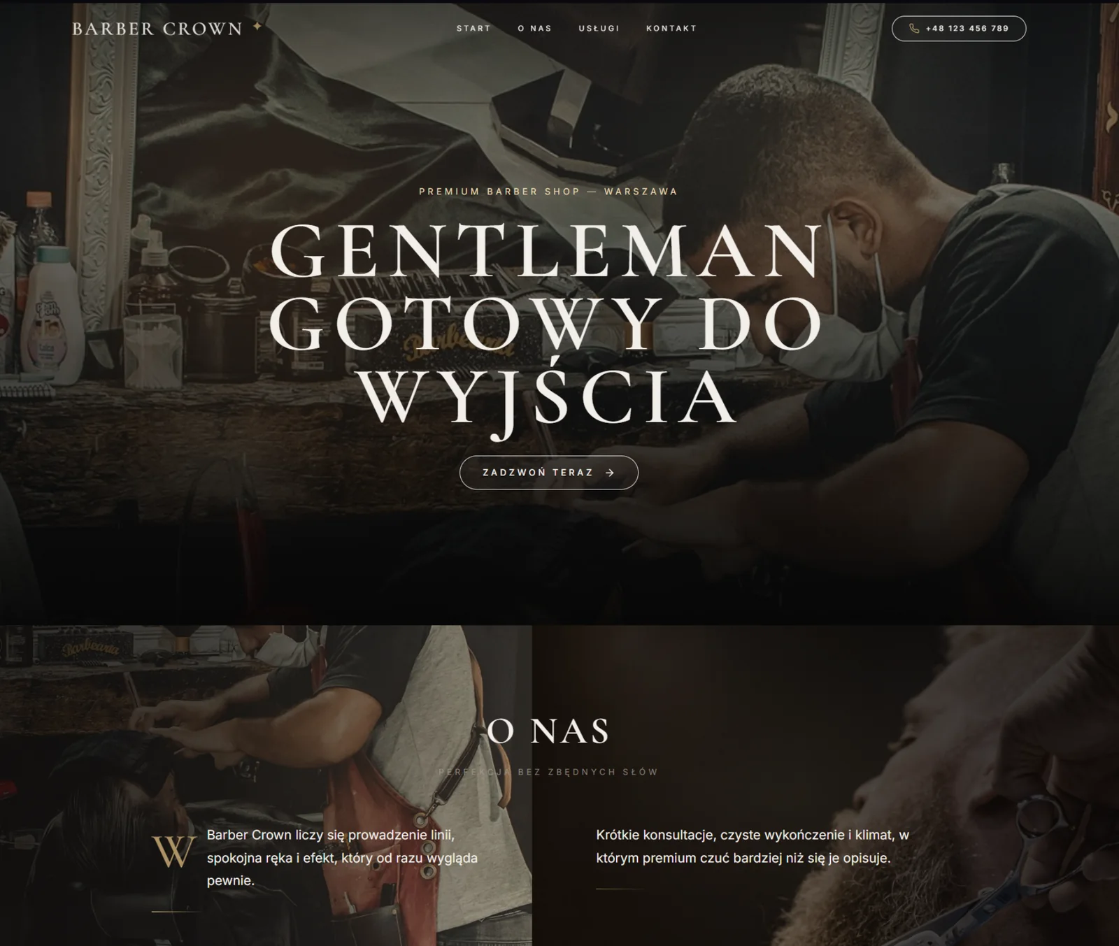 Full website project preview: Barber Crown — Gentleman