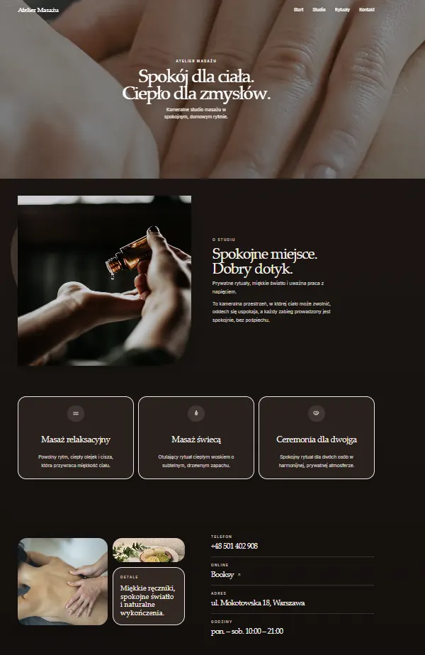 Projekt strony internetowej MP7 - Studio masażu - projekt 7